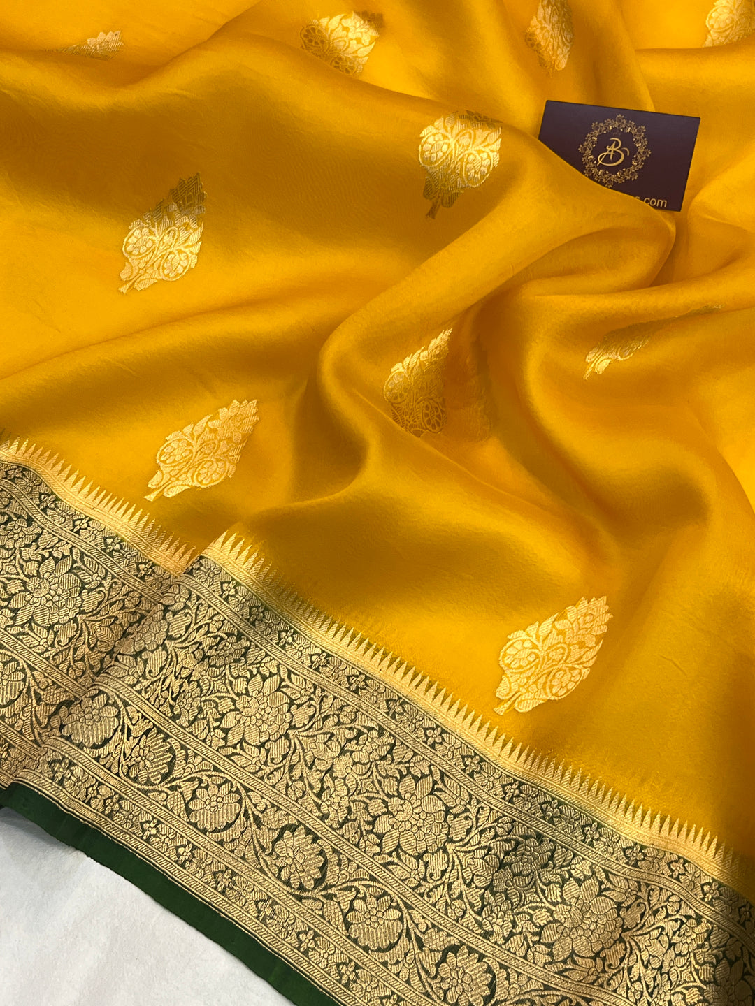 Yellow  Banarasi Handloom Kora Silk Saree