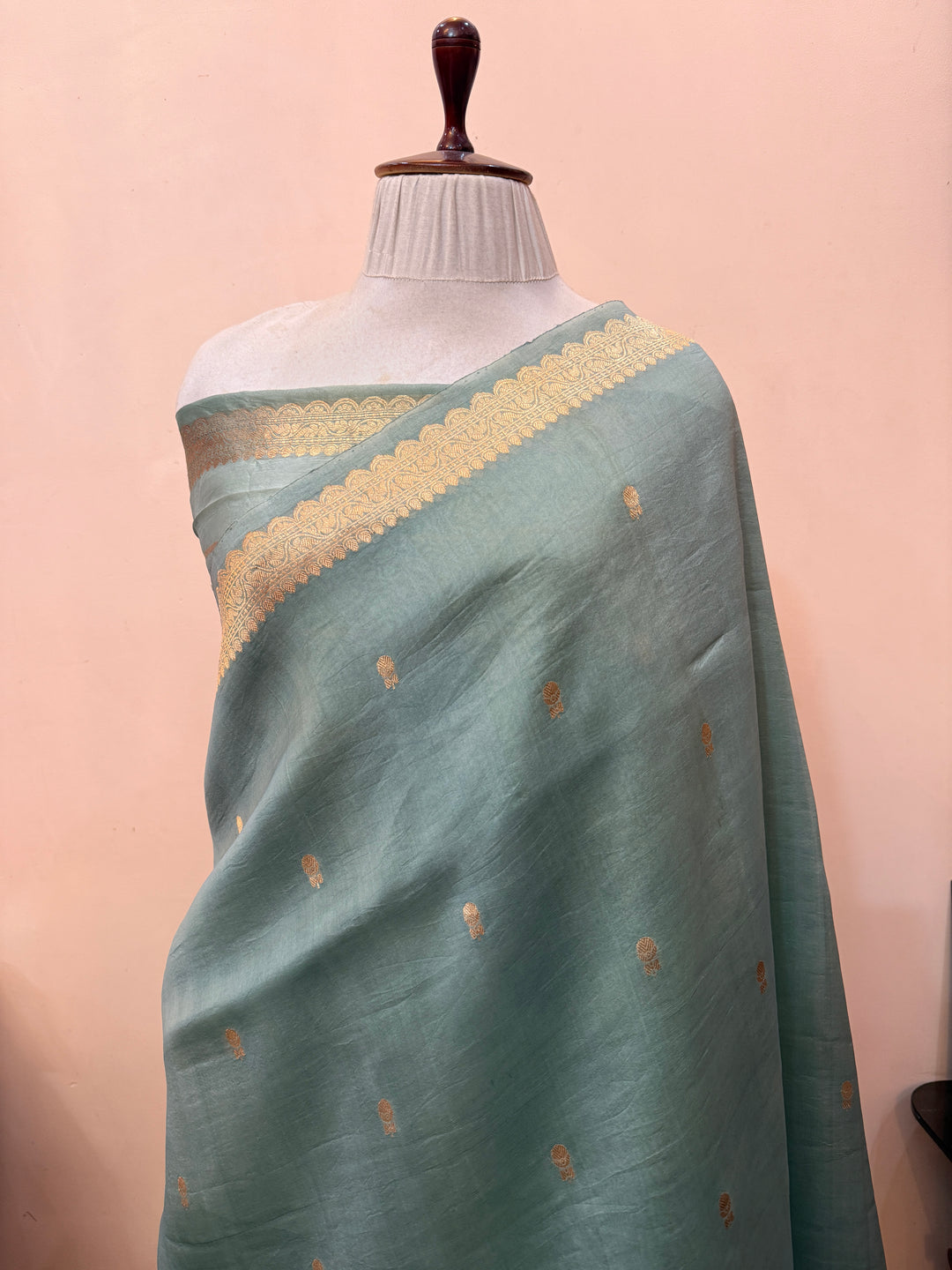 Grey Pure Kora Silk Handloom Banarasi Saree