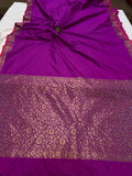 Purple Banarasi Handloom Soft SIlk Saree - Aura Benaras