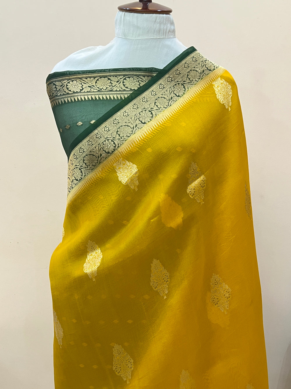 Yellow  Banarasi Handloom Kora Silk Saree