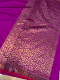 Purple Banarasi Handloom Soft SIlk Saree - Aura Benaras