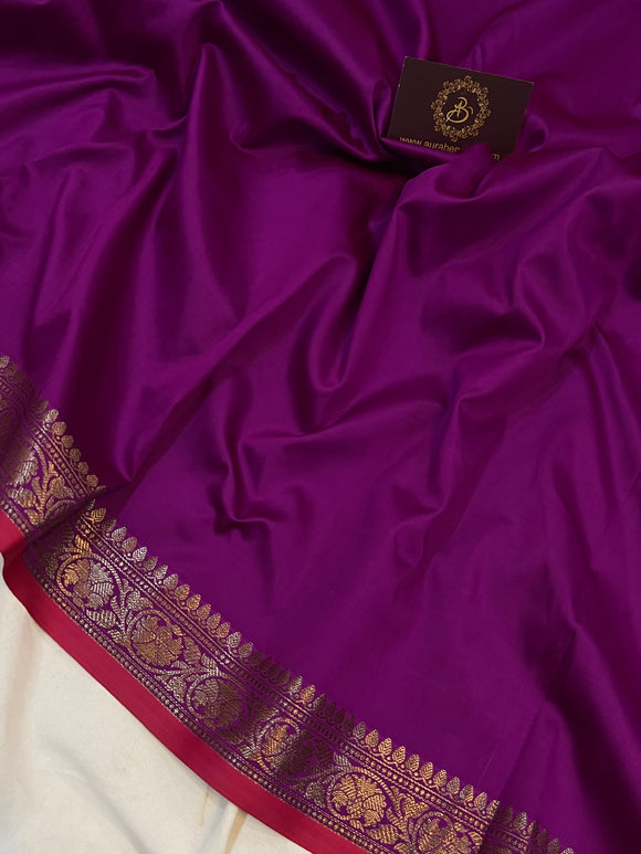 Purple Banarasi Handloom Soft SIlk Saree - Aura Benaras