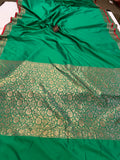 Sea Green Banarasi Handloom Soft SIlk Saree - Aura Benaras