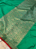 Sea Green Banarasi Handloom Soft SIlk Saree - Aura Benaras