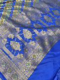 Blue Rangkaat Banarasi Handloom Pure Katan Silk Saree - Aura Benaras