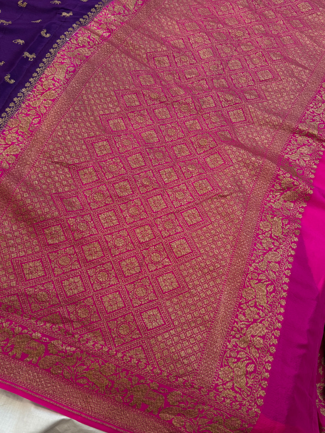 Purple Pure Crepe Silk Handloom Banarasi Saree