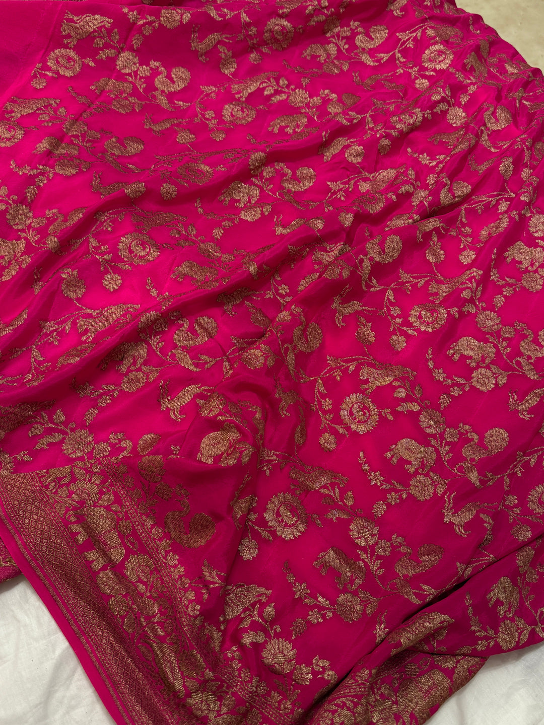 Purple Pure Crepe Silk Handloom Banarasi Saree