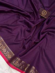 Wine Banarasi Handloom Soft SIlk Saree - Aura Benaras