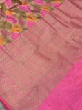 Baby Pink Rangkaat Banarasi Handloom Pure Katan Silk Saree - Aura Benaras