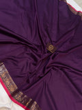 Wine Banarasi Handloom Soft SIlk Saree - Aura Benaras