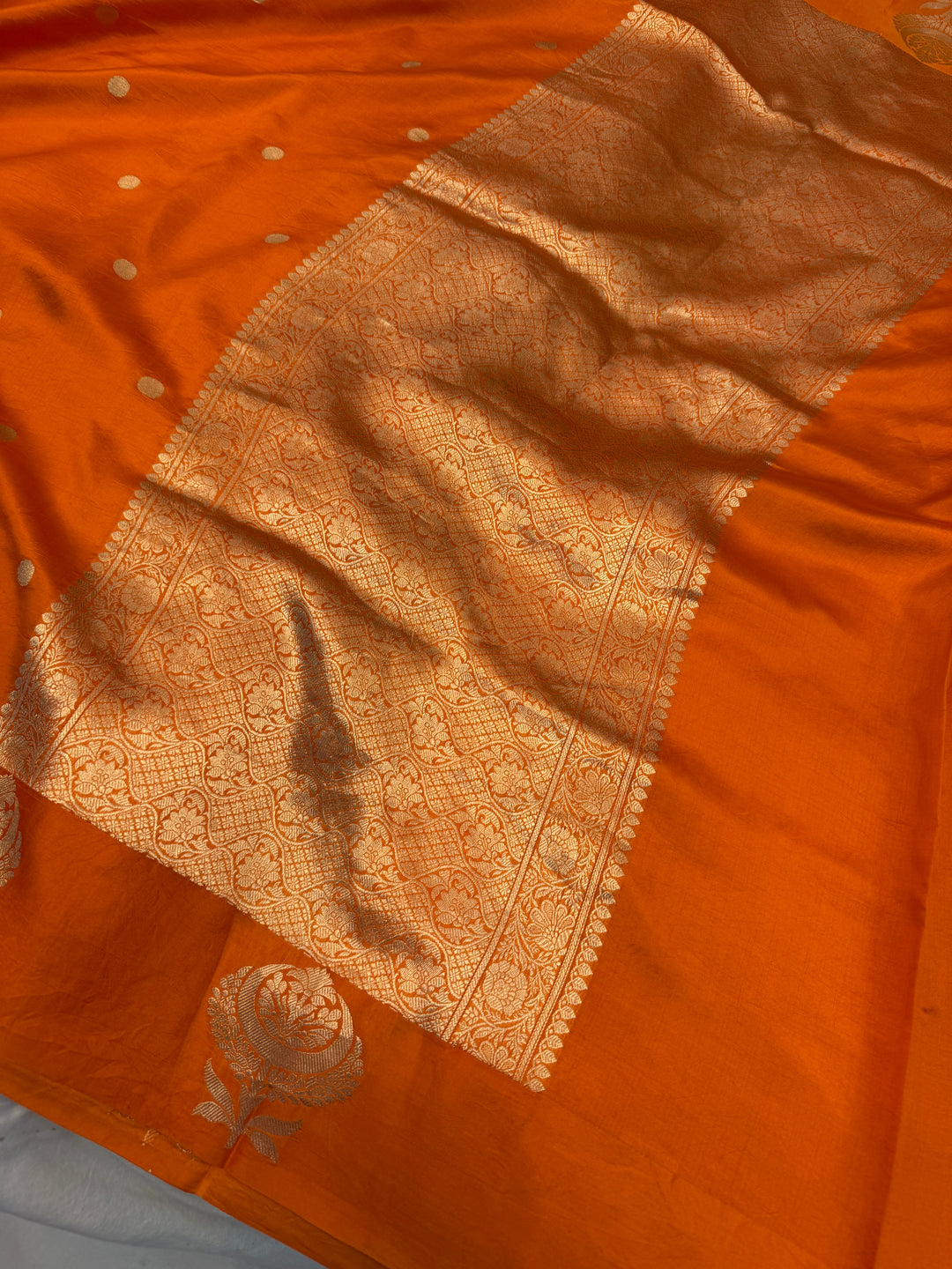 Orange Pure Banarasi Handloom Silk Saree