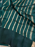 Bottle Green Pure Banarasi Handloom Silk Saree - Aura Benaras