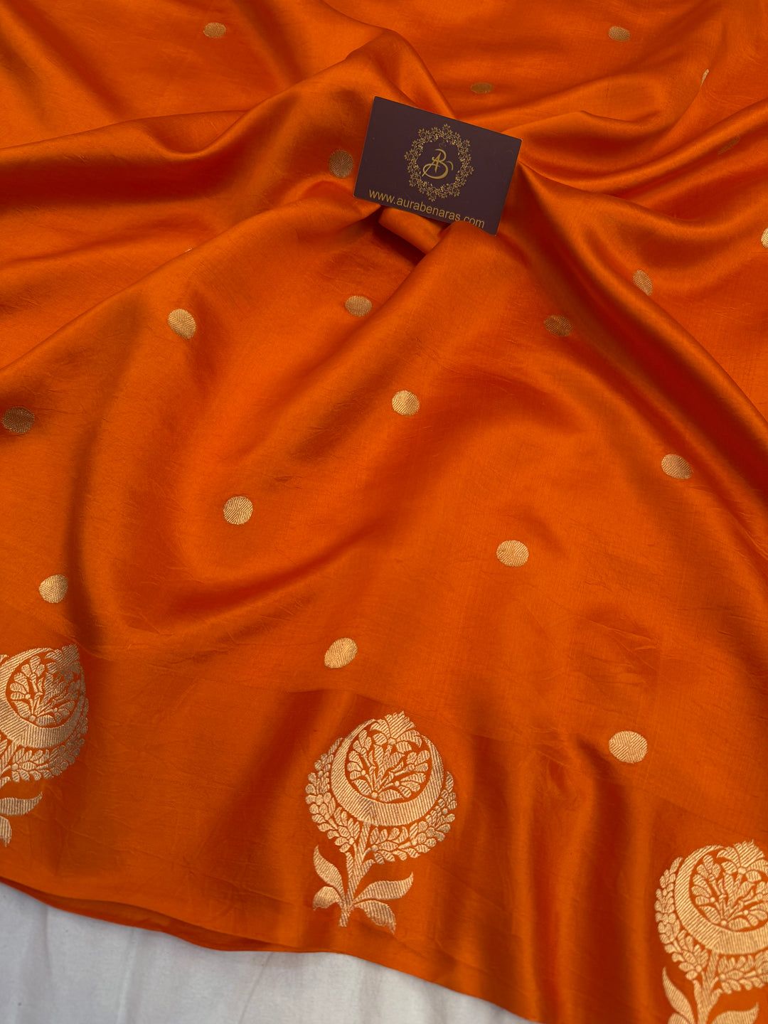 Orange Pure Banarasi Handloom Silk Saree