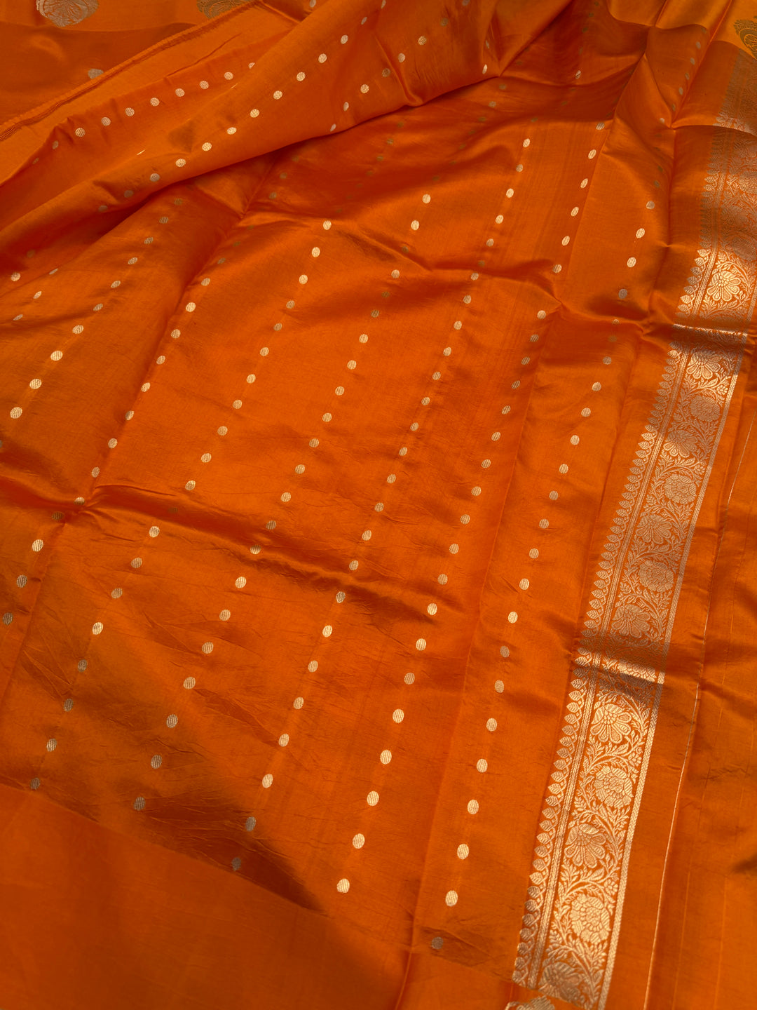 Orange Pure Banarasi Handloom Silk Saree