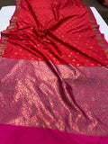 Red Banarasi Handloom Soft Silk Saree