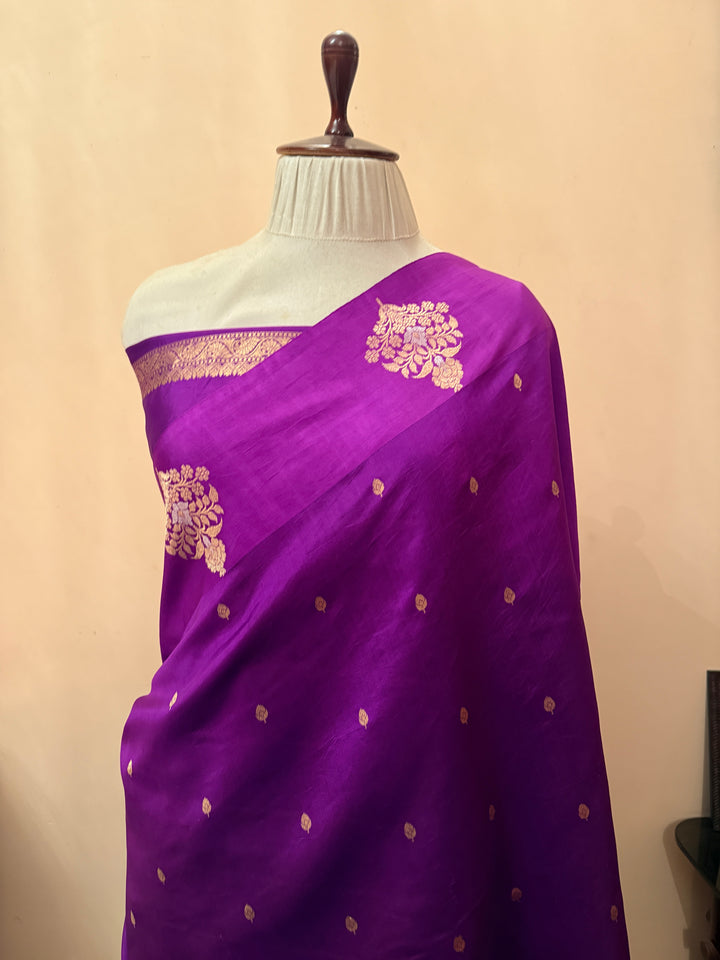 Purple Pure Banarasi Handloom Silk Saree