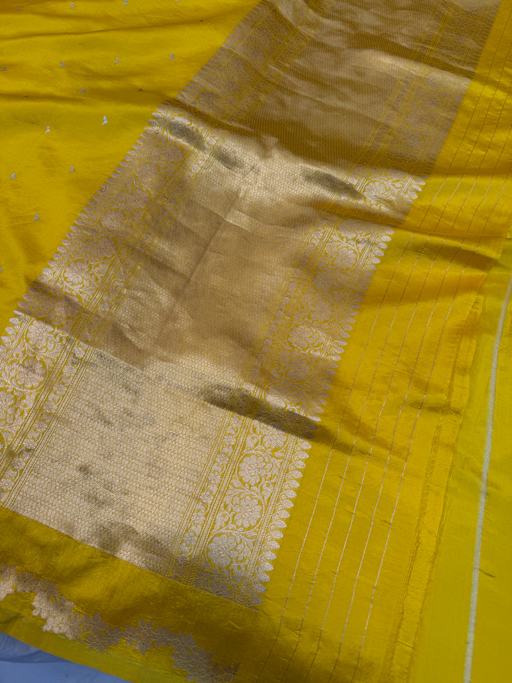 Yellow Pure Silk Handloom Banarasi Saree