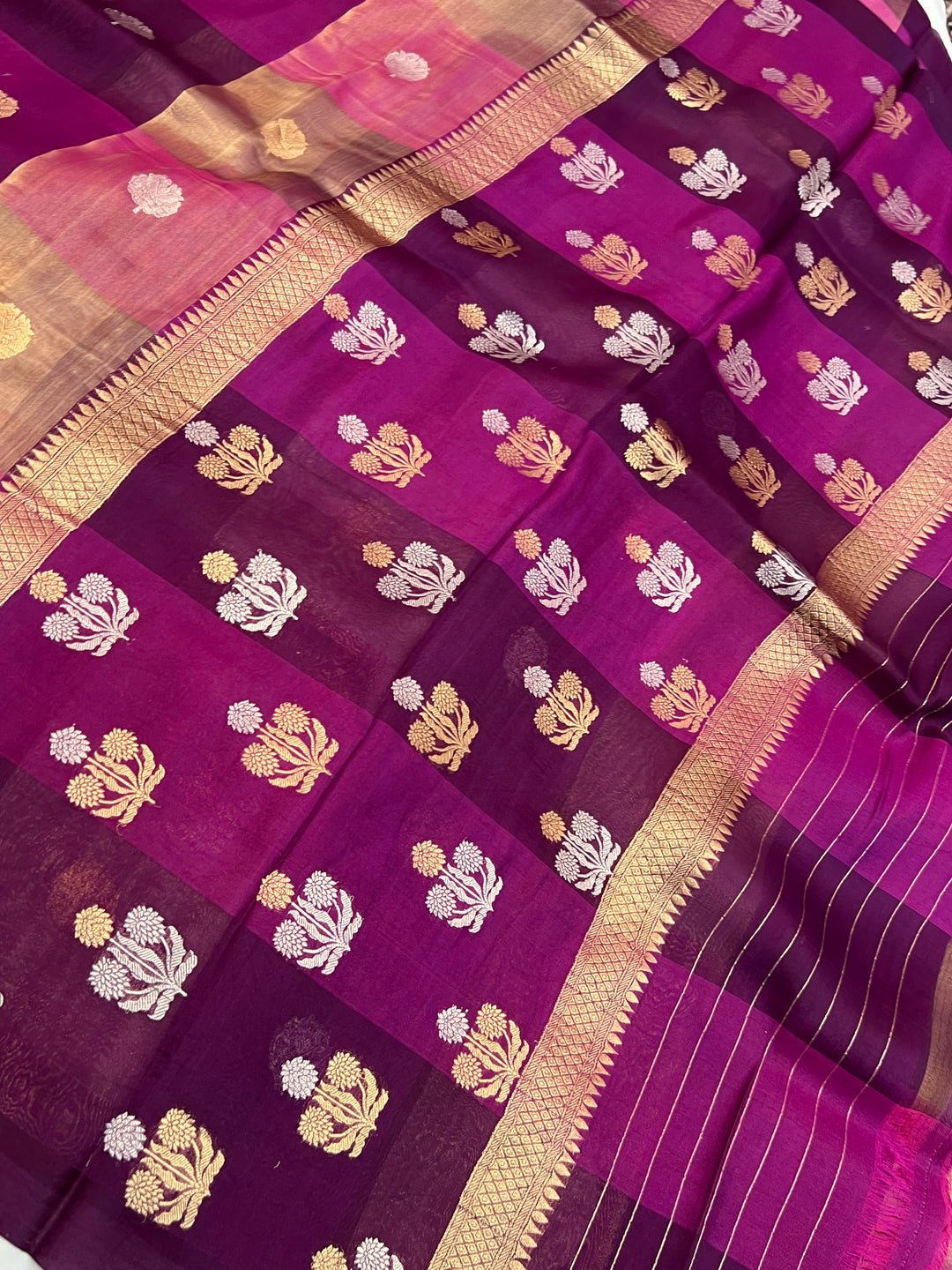 Purple Pure Tissue Silk Handloom Banarasi Saree