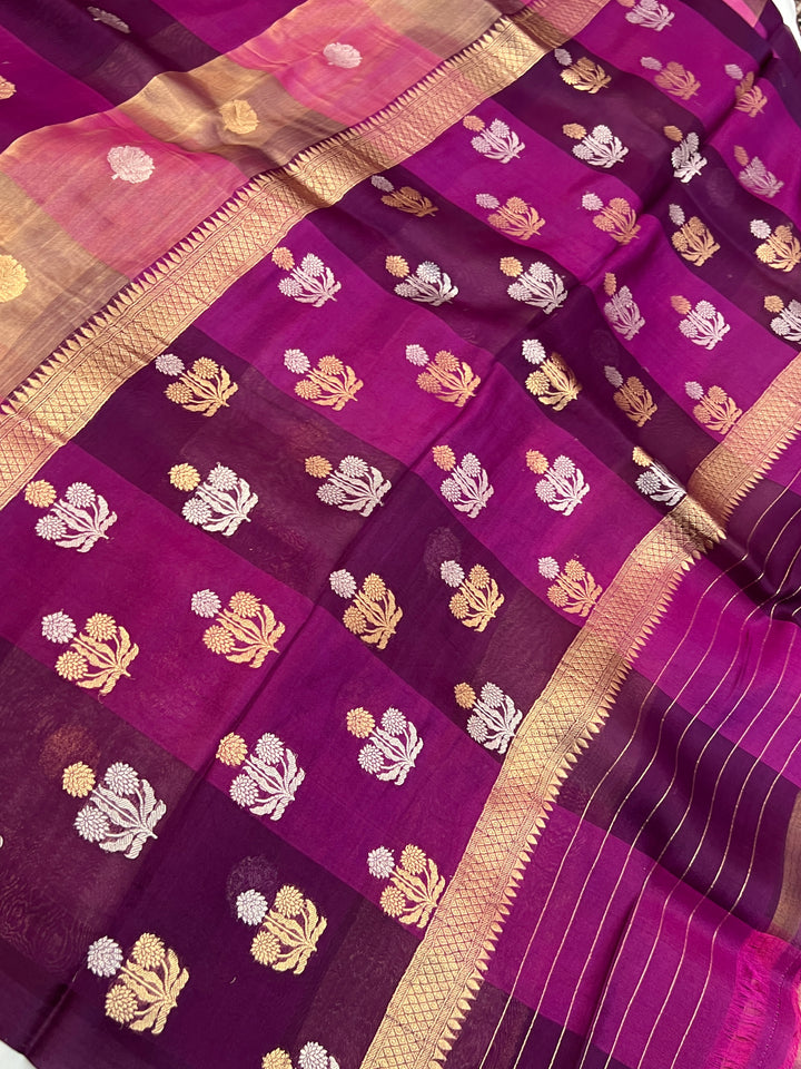 Purple Pure Tissue Silk Handloom Banarasi Saree
