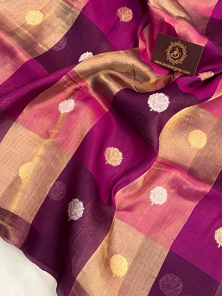 Purple Pure Tissue Silk Handloom Banarasi Saree