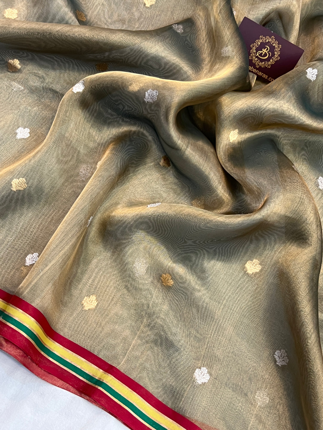 Bottle Green Pure Tissue Silk Handloom Banarasi Saree