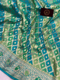 Sea Green Rangkaat Banarasi Handloom Pure Katan Silk Saree - Aura Benaras