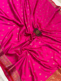 Rani Pink Banarasi Handloom Soft Silk Saree - Aura Benaras