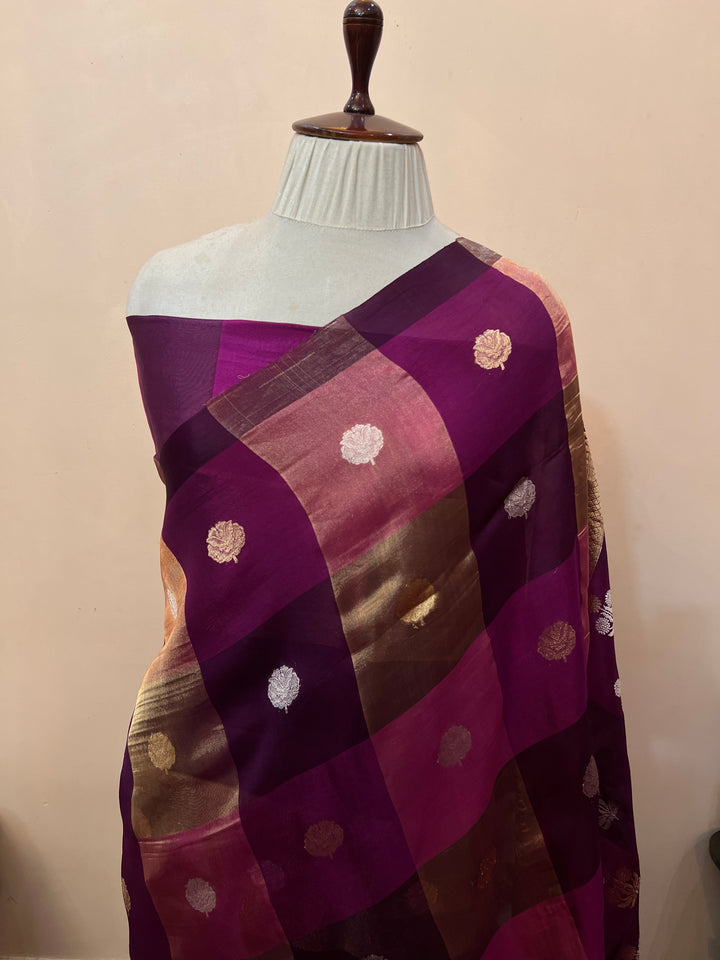 Purple Pure Tissue Silk Handloom Banarasi Saree