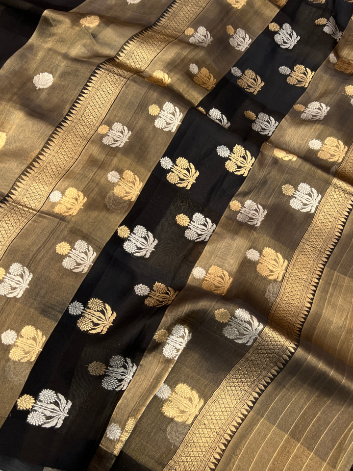 Black Pure Tissue Silk Handloom Banarasi Saree