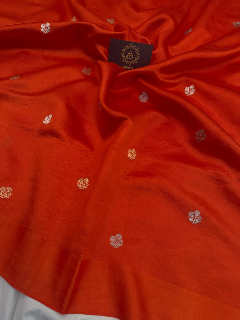 Orange Pure Silk Handloom Banarasi Saree