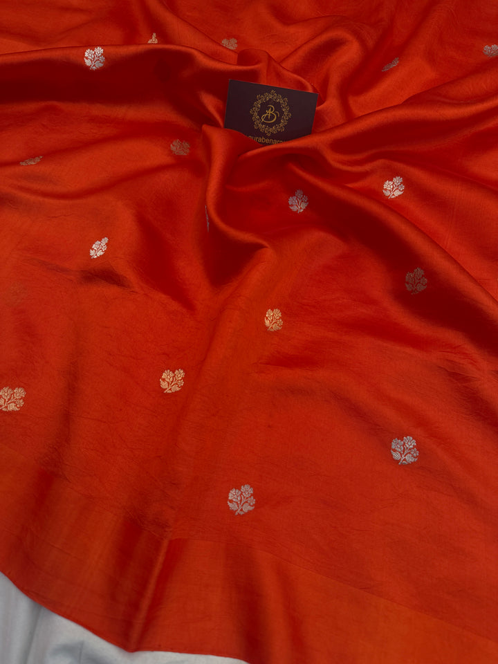Orange Pure Silk Handloom Banarasi Saree