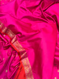 Rani Pink Banarasi Handloom Soft Silk Saree - Aura Benaras