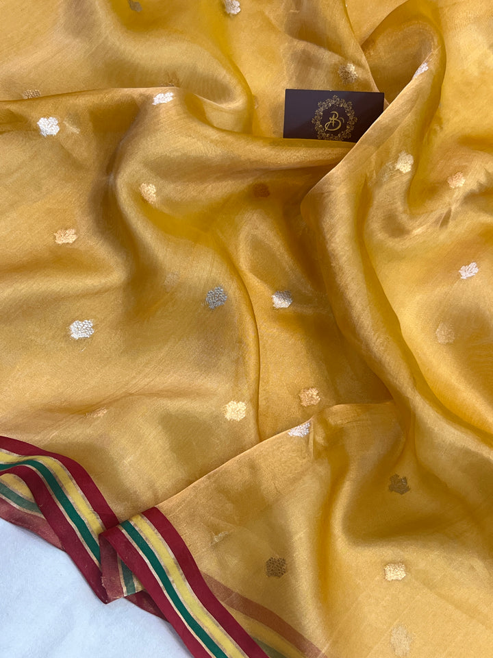 Golden Pure Tissue Silk Handloom Banarasi Saree