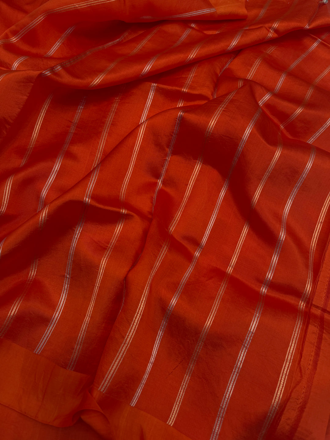 Orange Pure Silk Handloom Banarasi Saree