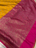 Musted Yellow Banarasi Handloom Soft Silk Saree - Aura Benaras