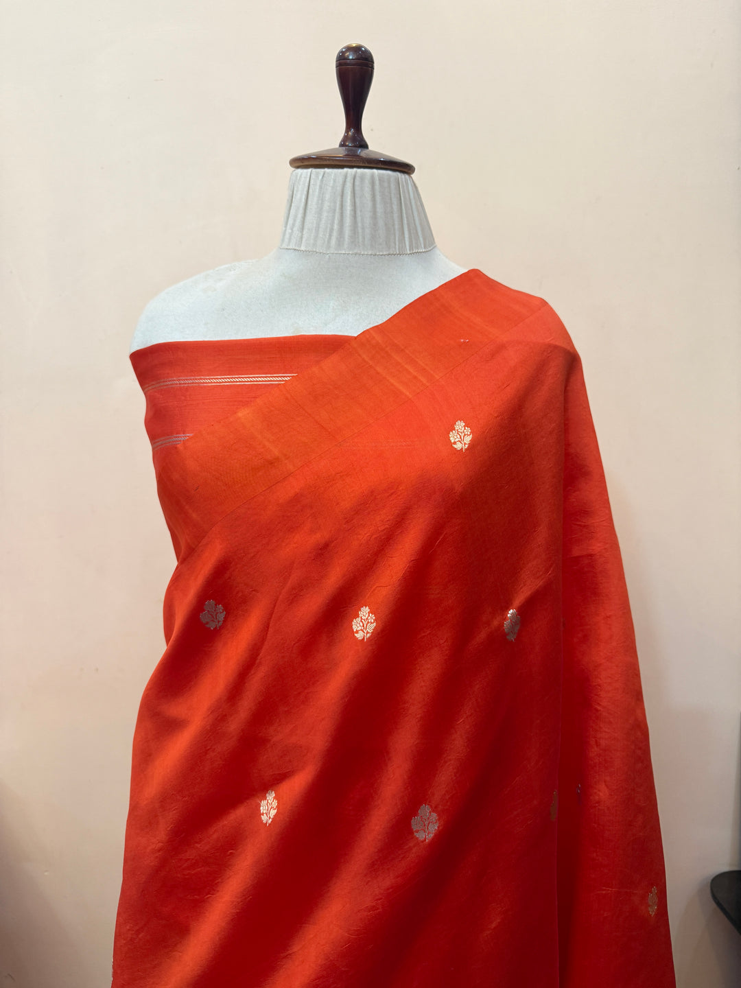 Orange Pure Silk Handloom Banarasi Saree