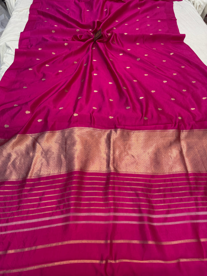 Rani Pink Pure Silk Handloom Banarasi Saree