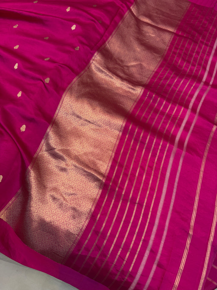 Rani Pink Pure Silk Handloom Banarasi Saree