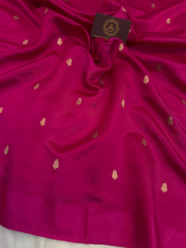 Rani Pink Pure Silk Handloom Banarasi Saree