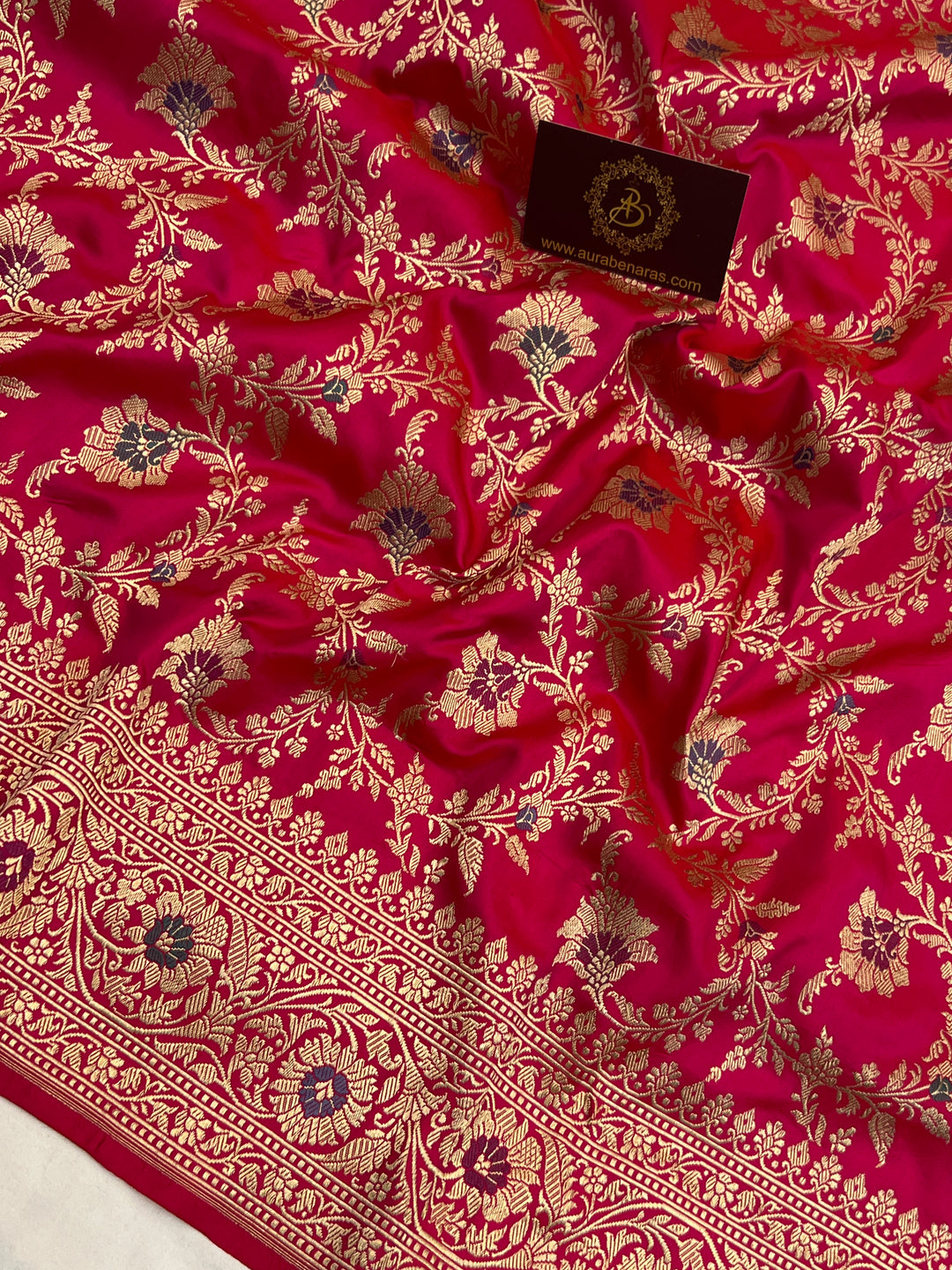 Rani Pink Pure Katan Silk Handloom Banarasi Saree