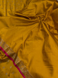 Musted Yellow Banarasi Handloom Soft Silk Saree - Aura Benaras