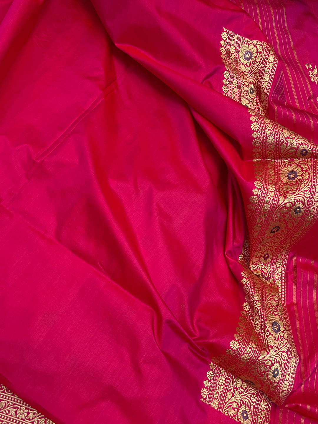 Rani Pink Pure Katan Silk Handloom Banarasi Saree