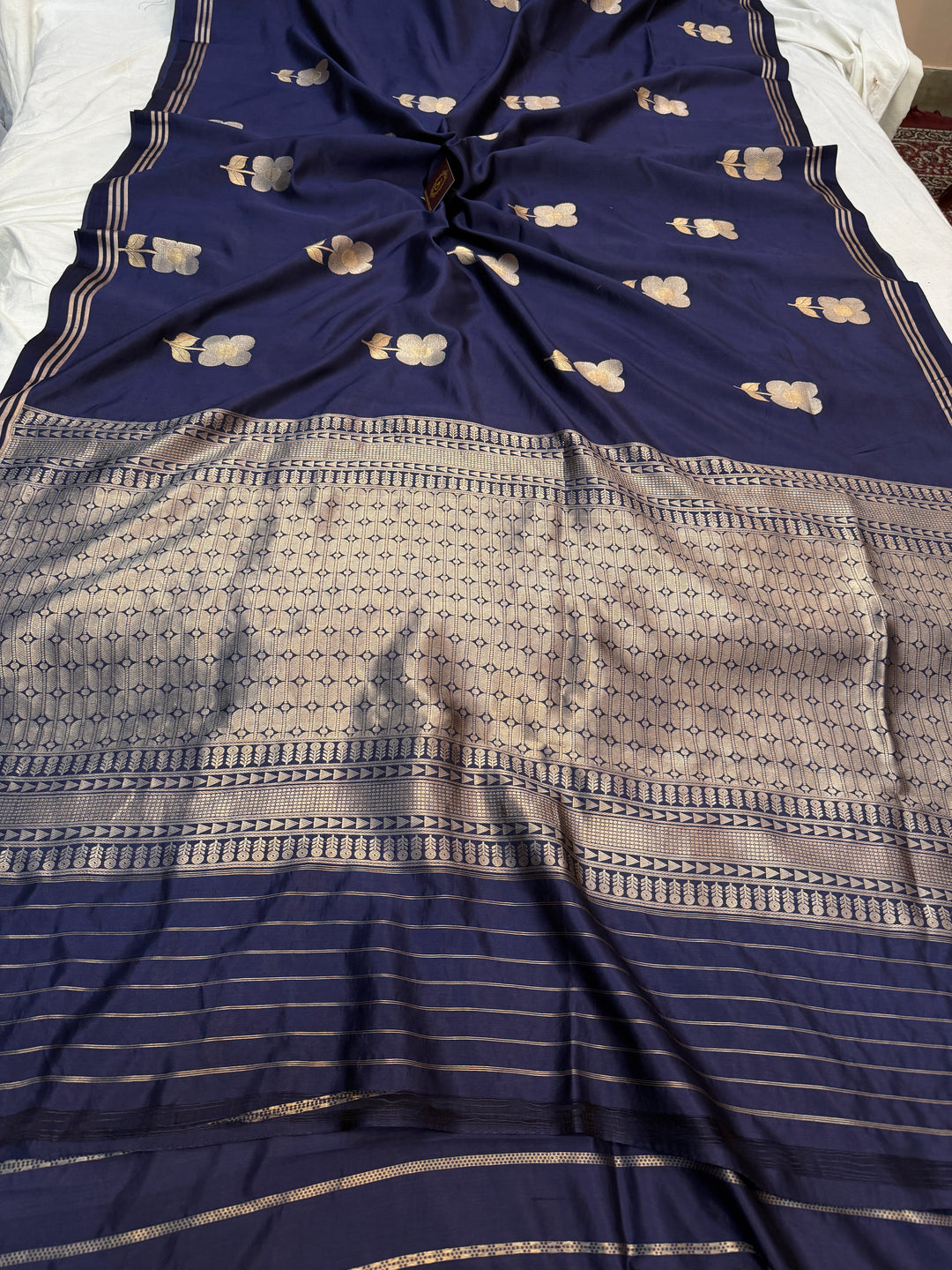 Navy Pure Silk Handloom Banarasi Saree