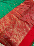 Sea Green Banarasi Handloom Soft Silk Saree - Aura Benaras