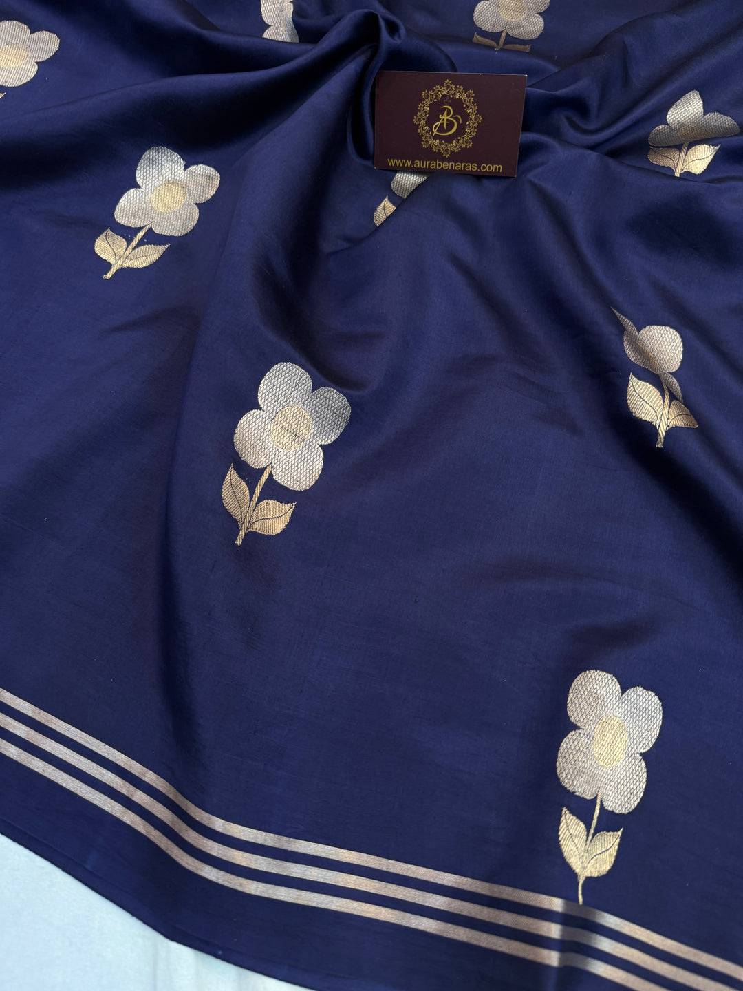 Navy Pure Silk Handloom Banarasi Saree