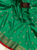 Sea Green Banarasi Handloom Soft Silk Saree - Aura Benaras