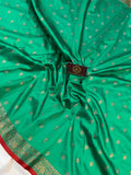 Sea Green Banarasi Handloom Soft Silk Saree - Aura Benaras