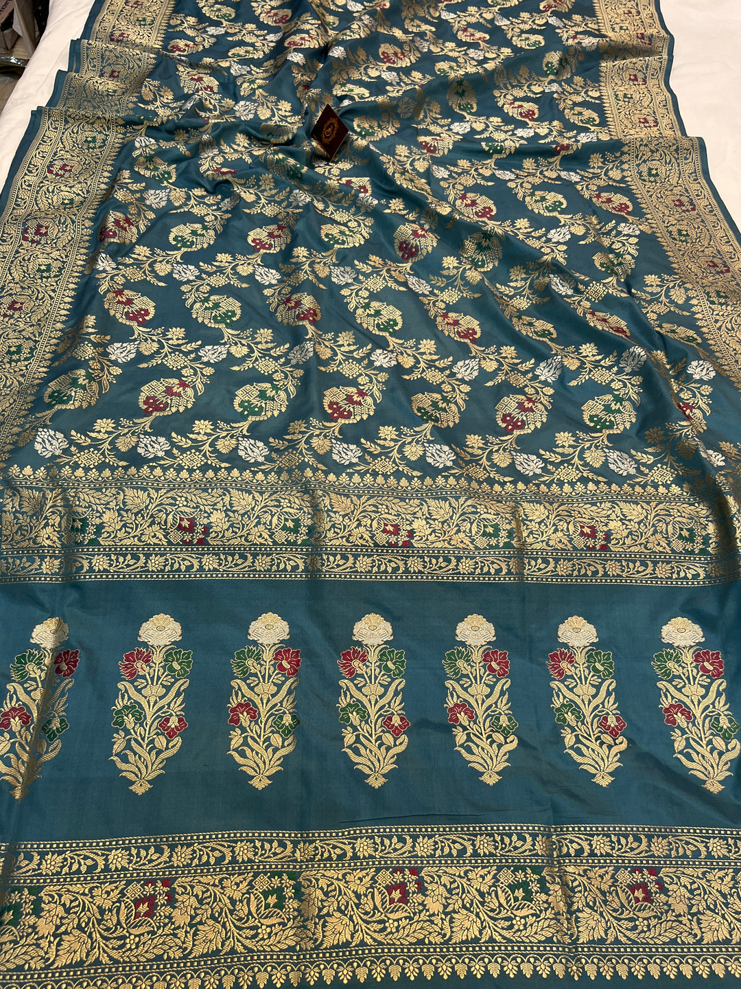 Sage Blue Pure Katan Silk Handloom Banarasi Saree