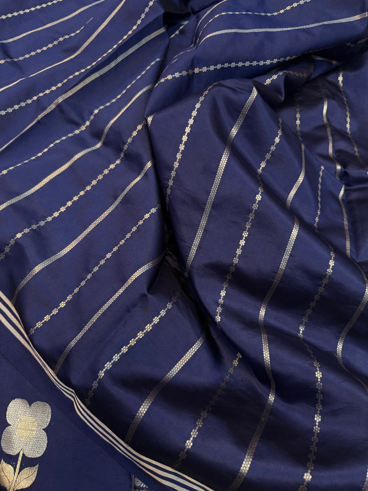 Navy Pure Silk Handloom Banarasi Saree