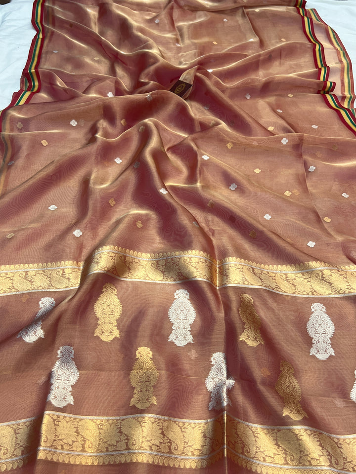 Pink Pure Tissue Silk Handloom Banarasi Saree